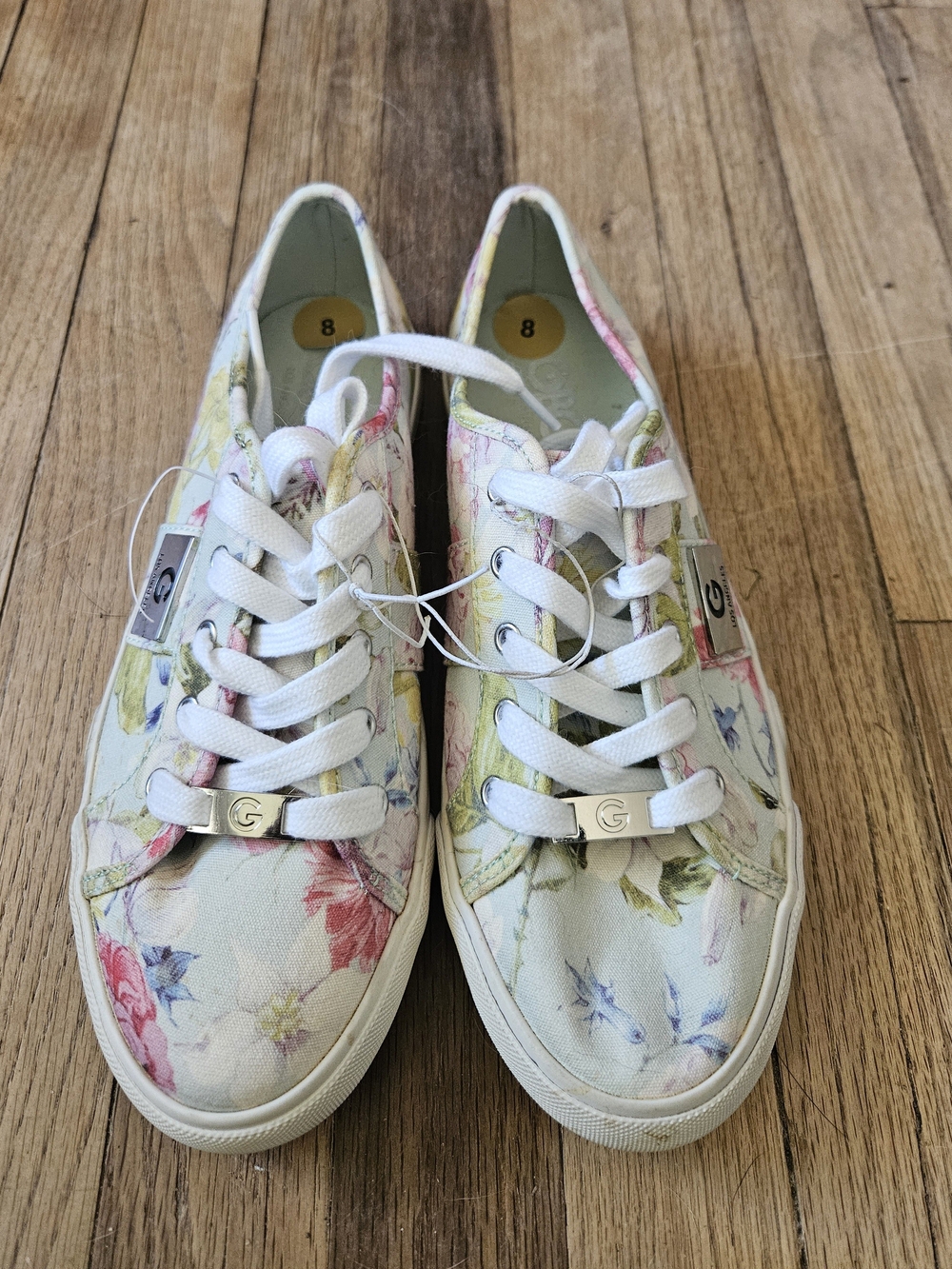 G by Guess Women's Floral Lace-Up Sneakers - White Multi